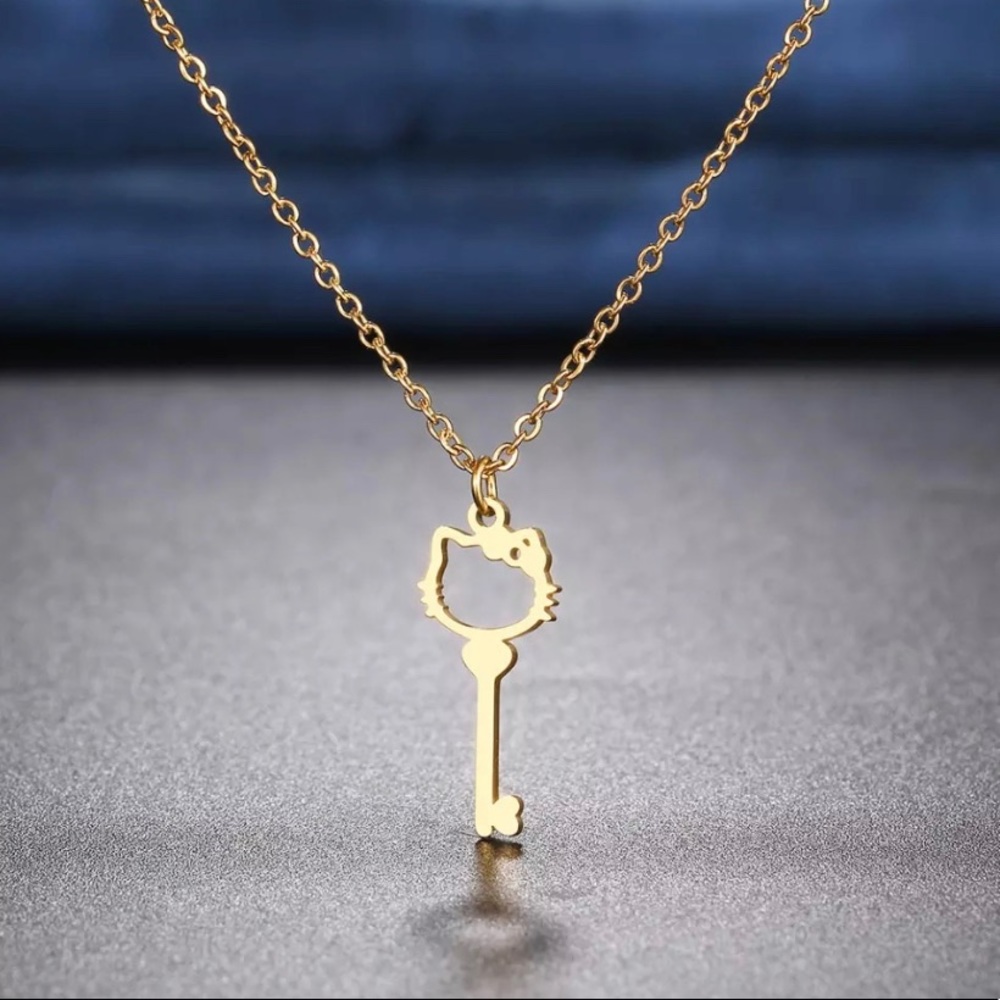 Feel Cute | Kitten Kitty Cat Hello Kitty Key Stainless Steel Necklace Accessory